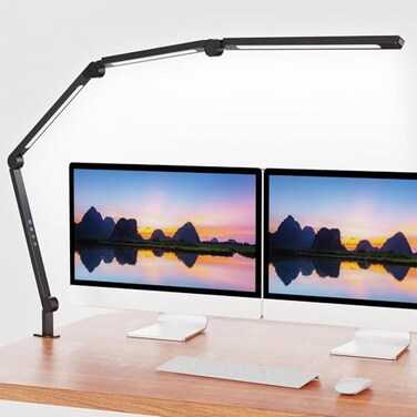 AILBTON Bright LED Desk Lamp with ClampEye Caring Architect Led Desk Lights with Adjustable Swing Arm for Office HomeDimming and Tempering Led Table Light