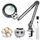 KIRKAS 12X Magnifying Glass with Light and Stand Overhead Knob Magnifying Lamp for Workbench Craft Sewing LED Lighted Magnifier Real Glass Lens Adjust Arm Stepless Dimming and Color22in Clamp
