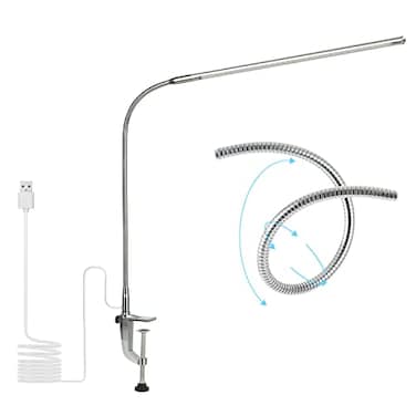 lishumei USB LED Desk Lamp Adjustable Clip On Nail Lamp Light Eye Care Gooseneck 360 Swivel with Switch LED Clamp Light for Manicure Reading Tattoo