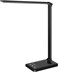 White crown LED Desk Lamp Dimmable Table Lamp Reading Lamp with USB Charging Port 5 Lighting Modes Sensitive Control 3060 Minutes Timer Black FirstGeneration