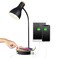 LALISU Metal Desk Lamp Wireless Charging Table Lamp Touch Reading Lights Arc Desk Lamps for Bedroom 3 Way Dimmable Bedside Lamp with USB Charging Ports Lamp for Study Room and Office Black