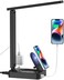 Drevet LED Desk Lamp with Wireless Charger Desk Table Light with USB Charging Port and 2 Outlets 3 Lighting Modes 3 Level Brightness 1H Timer Touch Control EyeCaring Home Office Foldable Lamp
