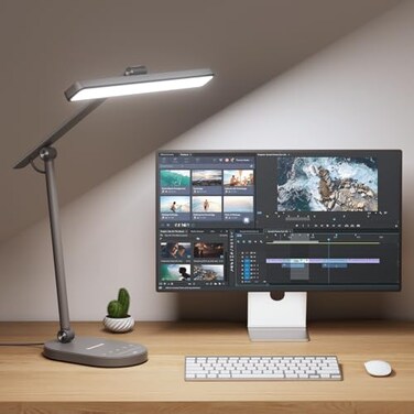 Honeywell Desk Lamp for Home Office H4 Sunturalux EyeCaring LED Desk Light 700LM Dimmable Desk Lamp with Timer Adjustable Desk Reading Light Touch Auto Dimming Table Lamp for Study Bedroom