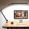 SUNLINKCO LED Desk Lamp with Clamp Architect Desk Lamp with Remote Flexible Swing Arm Desk Light with Dual LED Light Stepless Dimming 5 Color Mode 4 Brightness for Sewing Painting Drafting Crafting