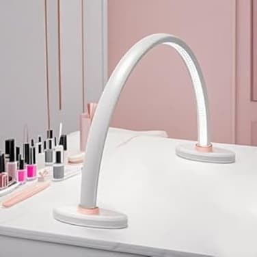 obcd Half Moon Light for Nail Desk 16 inch Nail Desk Light Half Moon Lamp Portable Arch Lamp Dimmable with Foldable Bracket for Desk Salon Table Use 3 Color Temperature