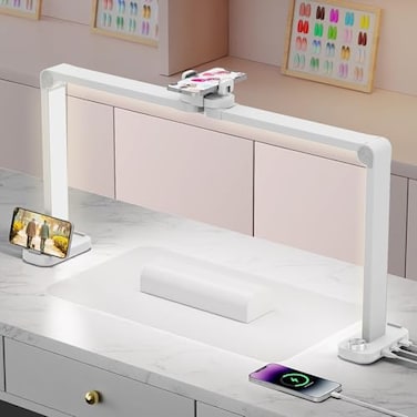 iVict Nail Desk Lamp 34 Nails Tech Light with Phone Stand 0100 Adjustable Brightness 3000K6000K Color Temperature Led Desk lamp for Nail Tattoos Eyebrows Beauty