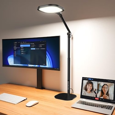 LitONES Led Desk Lamps for Home Office with Base Tall Desk Lamp with 50 Light Modes Memory and Timer Func Computer Light Flexible Adjustable Table Lamps for Video Conference Architect