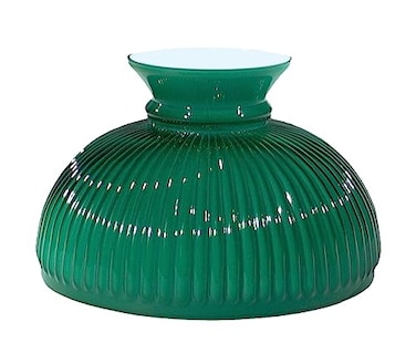 BP Lamp BP Lamp 10 Inch Ribbed Student Shade with Cased Green Over Opal Design for Vintage and Antique Lighting