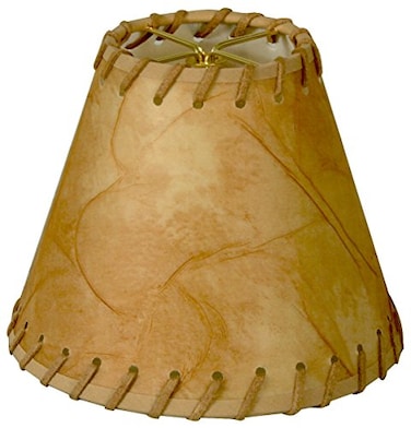 Royal Designs, Inc. Royal Designs Inc CS9736 Faux Leather Empire Chandelier Shade with Whipstitch Trim 3 x 6 x 5 Medium Brown