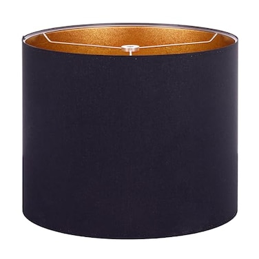 Wellmet Selfassembly Lampshade BlackGold 16 Top x16 Bottom x12 High Drum Lampshade for Table Lamp Bedside Lamp Floor Lamp Fabric Replacement Lamp Shade Classic Modern Style Spider Fitter