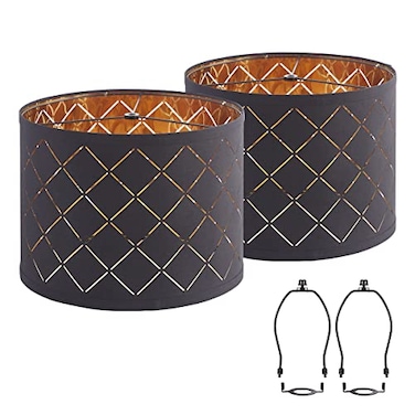 Luvkczc Black Lampshades for Table Floor Lamp Medium 127 Top x 127 Bottom x 10 High Natural Linen Hand Crafted Lamp Shade Harp Holder Included