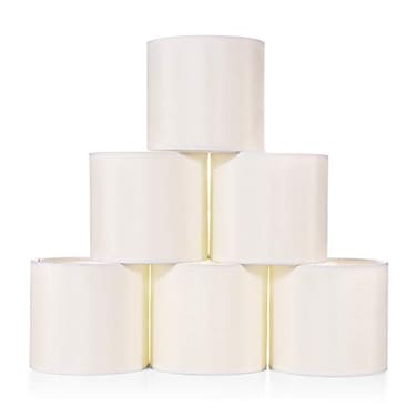Wellmet Small Lamp ShadesONLY for Candle BulbsClipon Drum Mini LampshadesSet of 6 55x 55x5Cream White