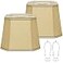 Seaside village Rectangle Cut Corner Lamp Shades Set of 2 105 x 10x 13 Modern Medium Gold Lampshades with Brown Rim Included 2 Pack Lamp Harps Suitable for E26 Base and Saddle Base Easy Assembly Requi