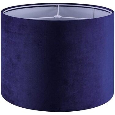 GOSO Dark Blue Velvet Drum Lamp Shade Modern Lampshade 13Top13Bottom10HighSpider Medium Lamp Shade for Table Bedside Lamp Replacement Lampshades in Hand Crafted By GOSO