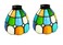HUIMEIJU Multicolored Stained Glass Lampshade 2Piece Set Fan Shaped Tiffany Style Replacement