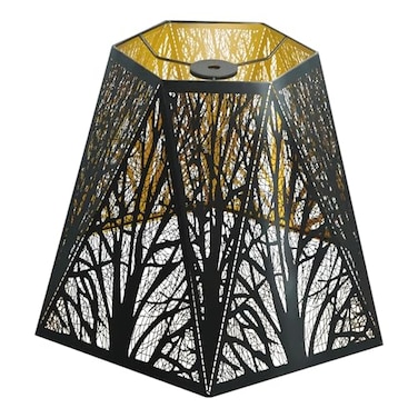 ALUCSET Medium Modern Style Lamp Shades with Multiple Sides Metal Lampshade with Pattern of Trees for Table Lamp and Floor Light 7 x 138 x 95 Inch Spider BlackGold