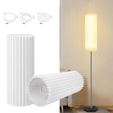 OTTOSEA Drum Lamp Shade for Floor Lamps and Chandelier 157x61x61 Linen Round Pleated Barrel Shade in White Large Replacement Lamp Shade for Modern Interiors