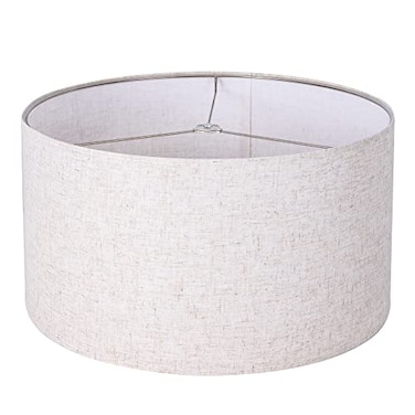 Wellmet Selfassembly Lampshade Linen 18 Top x18 Bottom x12 High Drum Lampshade for Table Lamp Bedside Lamp Floor Lamp Fabric Replacement Lamp Shade Classic Modern Style Spider Fitter