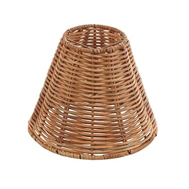 Aspen Creative 51003 Empire ClipOn Chandelier Lamp Shade Natural Rattan 3 Top x 6 Bottom x 5 Slant Height