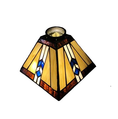 HUIMEIJU Tiffany glass shade stained glass square shade geometric pattern shade wall lamp pendant shade replacement shade Small Gray Glass Square Lamp