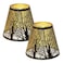 ALUCSET Small Lamp Shades Set of 2 Clip On Bulb Barrel Metal Lampshades for Table Chandeliers Wall Floor Lamp Replacement 4 Top x 7 Bottom x 6 High Bronze Gold Forest Tree Pattern