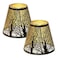 ALUCSET Small Lamp Shades Set of 2 Clip On Bulb Barrel Metal Lampshades for Table Chandeliers Wall Floor Lamp Replacement 4 Top x 7 Bottom x 6 High Bronze Gold Forest Tree Pattern