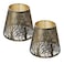 ALUCSET Double Small Bronze Gold Lamp Shade Clip On Bulb Set of 2 Alucset Barrel Fabric Lampshade for Table Chandelier Wall Lamp 5x8x7 Inch 2Pcs