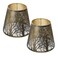 ALUCSET Double Small Bronze Gold Lamp Shade Clip On Bulb Set of 2 Alucset Barrel Fabric Lampshade for Table Chandelier Wall Lamp 5x8x7 Inch 2Pcs
