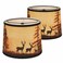 DOLOOTA Rustic Deer Printed Large Drum Lamp Shades Set of 2 Easy Assembly114x13x10 Barrel Brown Lamp Shade For Cabin Lodge DecorationReplacement Lamp Shades For Table LampsSpider Model