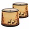 DOLOOTA Rustic Deer Printed Large Drum Lamp Shades Set of 2 Easy Assembly114x13x10 Barrel Brown Lamp Shade For Cabin Lodge DecorationReplacement Lamp Shades For Table LampsSpider Model