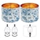 JNIBOAO Replacement Lamp Shades Set of 212 Inch Drum Blue White Floral Pattern Lamp Shades for TableFloorWall Lights Medium Gold Frame with Harp Holder Easy Assembly