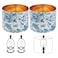 JNIBOAO Replacement Lamp Shades Set of 212 Inch Drum Blue White Floral Pattern Lamp Shades for TableFloorWall Lights Medium Gold Frame with Harp Holder Easy Assembly