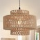 KEESFU Boho Rattan Lamp Shades for Pendant Light Chandelier Floor Lamps ReplacementRustic 3Tier Drum Lamp Shade with HandWoven Rattan for Living Room Kitchen Dining Room Office Hotel