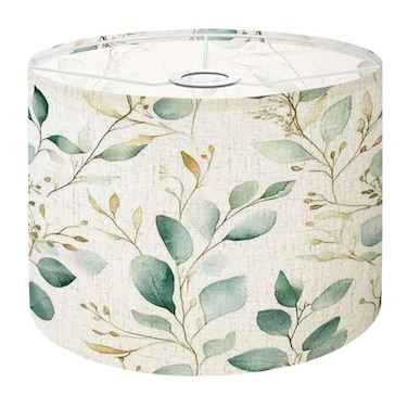 JCFANGALLERY Boho Drum Lamp Shades 11 x 11 x 89 Seamless watercolor floral pattern green gold leaves branches Replacement Natural Linen Lampshades for Table Lamps Floor Lamps Easy Assembly