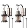 Yisuro Rustic Wall Light 2in1 Oil Rubbed Bronze Vintage Wall Light Fixtures Plug in Industrial Glass Shade Lantern Lighting Retro Lamp Metal Wall Sconce for Home Bedroom Dining Room Cafe2 Pack