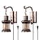 Yisuro Rustic Wall Light 2in1 Oil Rubbed Bronze Vintage Wall Light Fixtures Plug in Industrial Glass Shade Lantern Lighting Retro Lamp Metal Wall Sconce for Home Bedroom Dining Room Cafe2 Pack