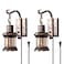 Yisuro Rustic Wall Light 2in1 Oil Rubbed Bronze Vintage Wall Light Fixtures Plug in Industrial Glass Shade Lantern Lighting Retro Lamp Metal Wall Sconce for Home Bedroom Dining Room Cafe2 Pack