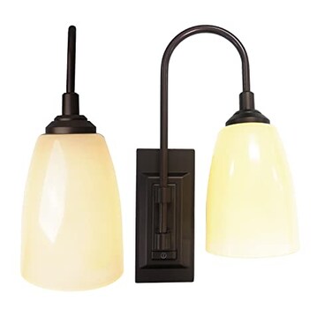 Westek LED Battery Operated Wall Sconce 2 Pack 4 Hour Auto ShutOff Wireless Wall Sconce 100 Lumens Easy Install Battery Powered Sconce Light Plastic with Bronze Finish