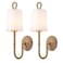 MhyTogn Natural Rattan Wall Sconce Set of 2 with Boho Woven Wicker and CreamyWhite Fabric Shade for Vanity Stairway Fireplace Living Room Bedside Passway Hallway