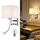 Moon rural Sconces Wall Lighting Hardwired Modern Wall Lights for Bedroom with USB Port and Reading Lamp Bedside Wall Lamps for Hotel Living Room Office Silver