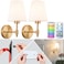 slywise Peel and Stick Wall Sconces Stick On Wall Sconce Set of 2 Battery Operated Wireless Adhesive Wall Lights Corn Bulb with 10000mAh Battery Easy Install for Bedroom Living Room Wall Decor