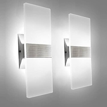 KICAAO Modern Wall Sconces Set of Two Led Wall Light 10w 6000k White Light Up Downlight Hardwired Acrylic Wall Light Lighting Suitable for Living Room Corridor Bedside Cool White 6000K 2Pack