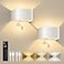 FULEN Motion Sensor Wall Light with Remote Control 3 Colors Wireless Wall Sconces LED Indoor Up and Down Wall Lamp 5000mAh Rechargeable Battery Powered Wall Lamps Brightness Adjustable White 2 Pack