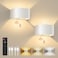 FULEN Motion Sensor Wall Light with Remote Control 3 Colors Wireless Wall Sconces LED Indoor Up and Down Wall Lamp 5000mAh Rechargeable Battery Powered Wall Lamps Brightness Adjustable White 2 Pack