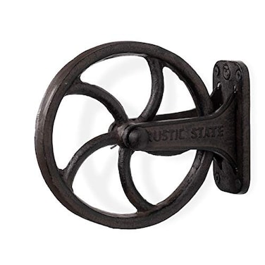 Rustic State Halat Cast Iron Vintage Industrial Wheel Farmhouse Wall Mount Pulley 675 Inch Diameter for Custom Make Lamp Pendant Fixtures Black