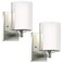 Kalium Wall Sconces Set of Two Modern Vanity Lights with Double Clear Glass Shade Brushed Nickel Indoor Farmhouse Wall Light for Bathroom Living Room Bedroom Mirror Hallway Bulb E26 Base 2PCS