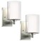 Kalium Wall Sconces Set of Two Modern Vanity Lights with Double Clear Glass Shade Brushed Nickel Indoor Farmhouse Wall Light for Bathroom Living Room Bedroom Mirror Hallway Bulb E26 Base 2PCS