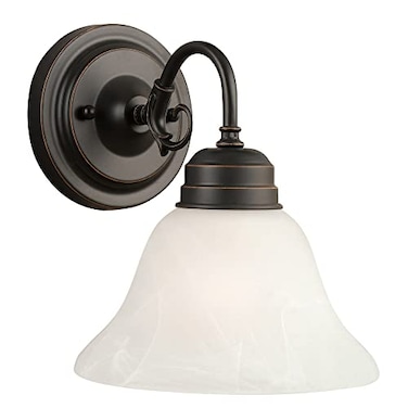 Design House 514497 Millbridge Wall Light Traditional 1Light Indoor Dimmable Light with Alabaster Glass for Bathroom Hallway Foyer Oil Rubbed Bronze