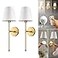 PRIDOLA Set of 2 Wireless Wall Sconces StickOn or Screw Mount Rechargeable LED Bulbs Remote Controlled Adjustable Brightness Warmth Easy Installation Living Room Wall Decor Gold