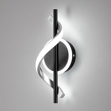 EIDISUNY LED Wall Sconces Indoor 12W LED Wall Mount Lights Modern Spiral Wall Lamp 6000K Cold Light Fixture for Stairs Living Room Bedroom Aisle Hallway Cold White Black